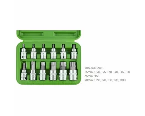 SET 12 PIESE 1/2&quot; IMBUSURI TORX T20,T25,T30,T40,T45,T50,T55,T60,T70, T80, T90, T100