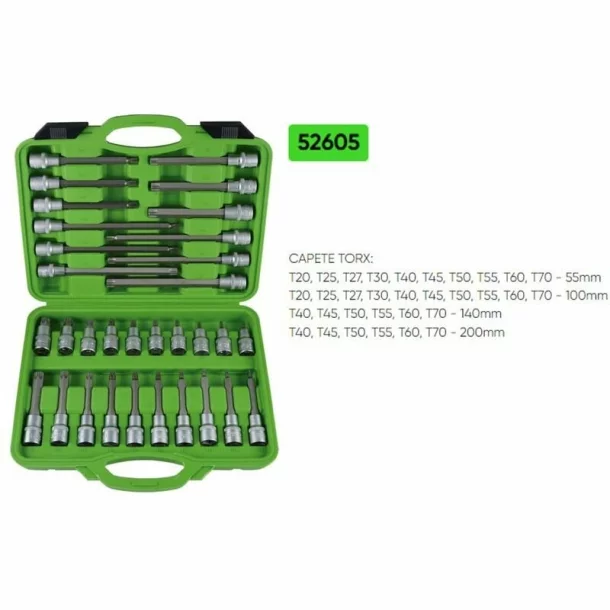 TRUSA CAPETE TUBULARE TORX 1/2&quot; PENTRU SURUBURI CU 32 PIESE