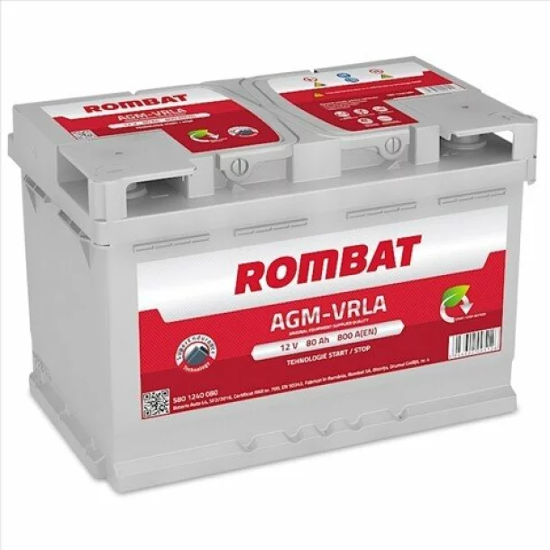 BATERIE ROMBAT AGM START-STOP 80AH 800A 315X175X190 +DR