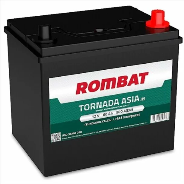 BATERIE ROMBAT TORNADA ASIA 60AH 500A 230X172X222 +DR