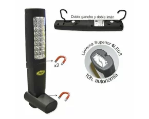 LAMPA DE LUCRU PORTABILA 24+6 LEDURI, CU DUBLU MAGNET IN SPATE