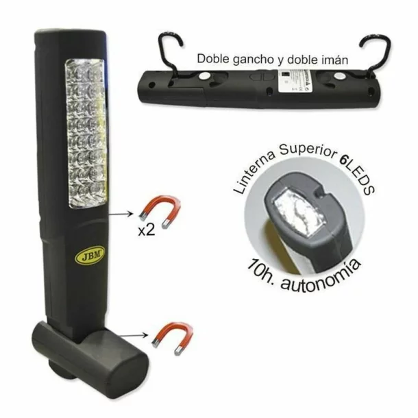 LAMPA DE LUCRU PORTABILA 24+6 LEDURI, CU DUBLU MAGNET IN SPATE