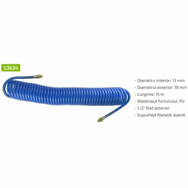 Furtun spiralat pneumatic - 13 mm 15 M