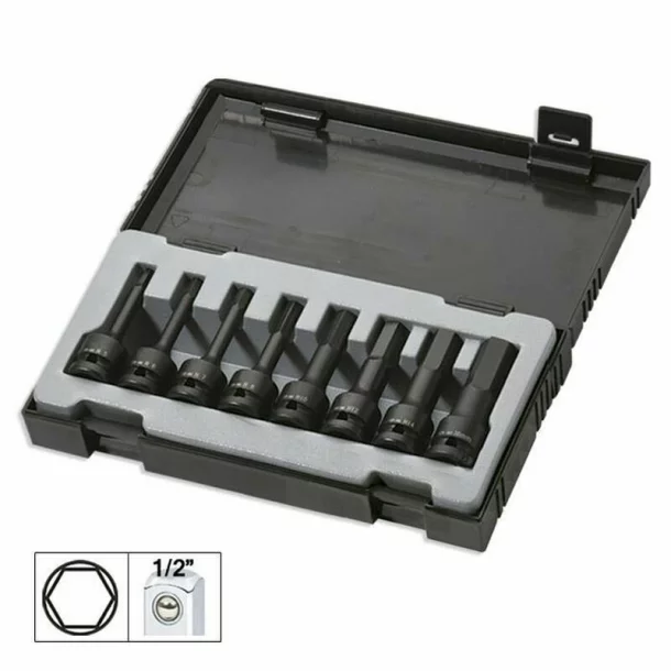 SET 8 IMBUSURI DE IMPACT HEX. LUNGI DE 1/2&quot;