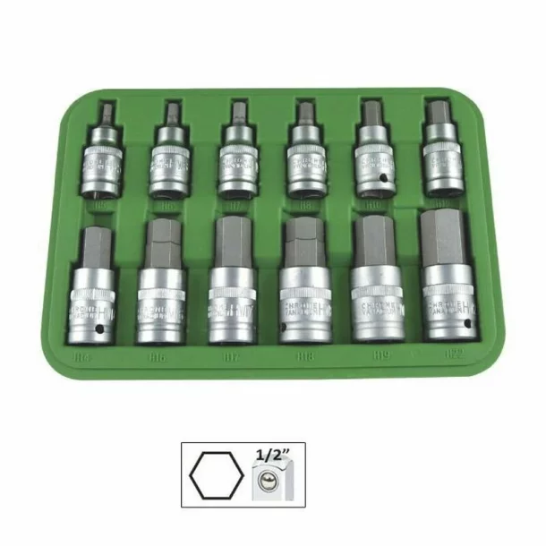 SET DE 12 PIESE 1/2&quot; IMBUSURI HEX. zincat