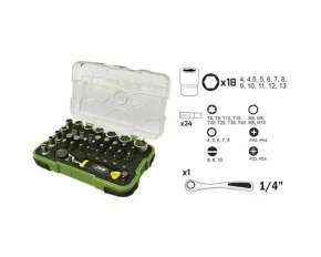 TRUSA DE 38 PIESE CU CLICHET TELESCOPIC DE 1/4&#039;&#039;