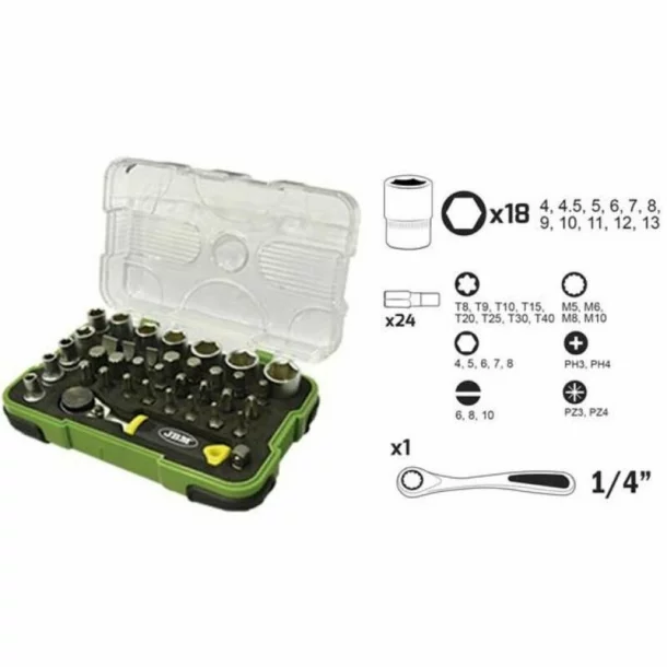 TRUSA DE 38 PIESE CU CLICHET TELESCOPIC DE 1/4&#039;&#039;