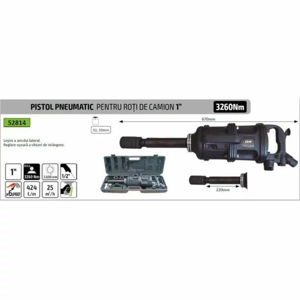 Pistol pneumatic de impact 1&quot;