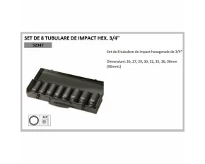 SET DE 8 TUBULARE DE IMPACT HEX. 3/4&quot;
