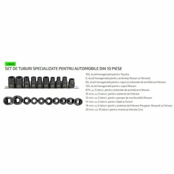 SET DE TUBURI SPECIALIZATE PENTRU AUTOMOBILE DIN 10 PIESE
